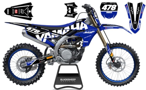 графика для yamaha комплект синих наклеек с большой надписью