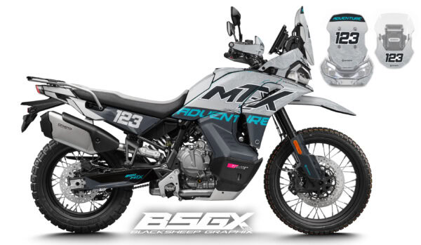 CFMOTO MT-X 800, 1000, наклейки для мотоцикла, графика. Серая основа и бирюзовый текст
