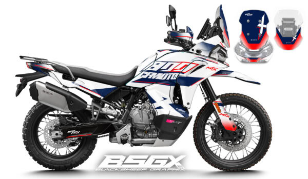 мотоцикл CFMOTO MT-X с бело розовой графикой наклейки