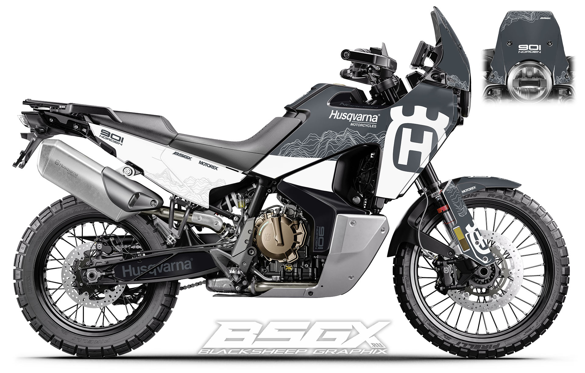 наклейки графика для мотоцикла husqvarna norden 901 серые
