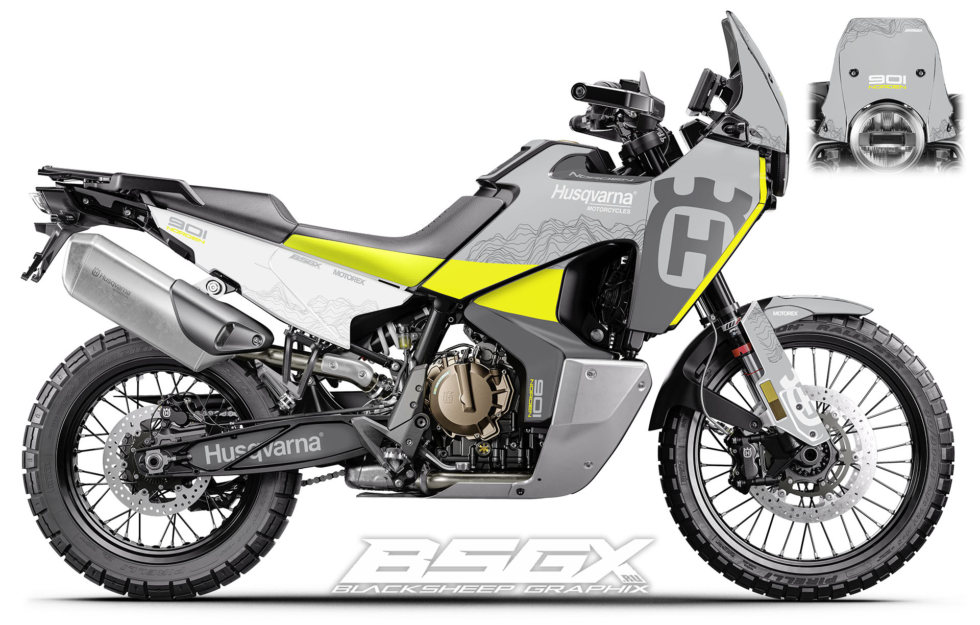 наклейки графика для мотоцикла husqvarna norden 901 серые, заводской стиль
