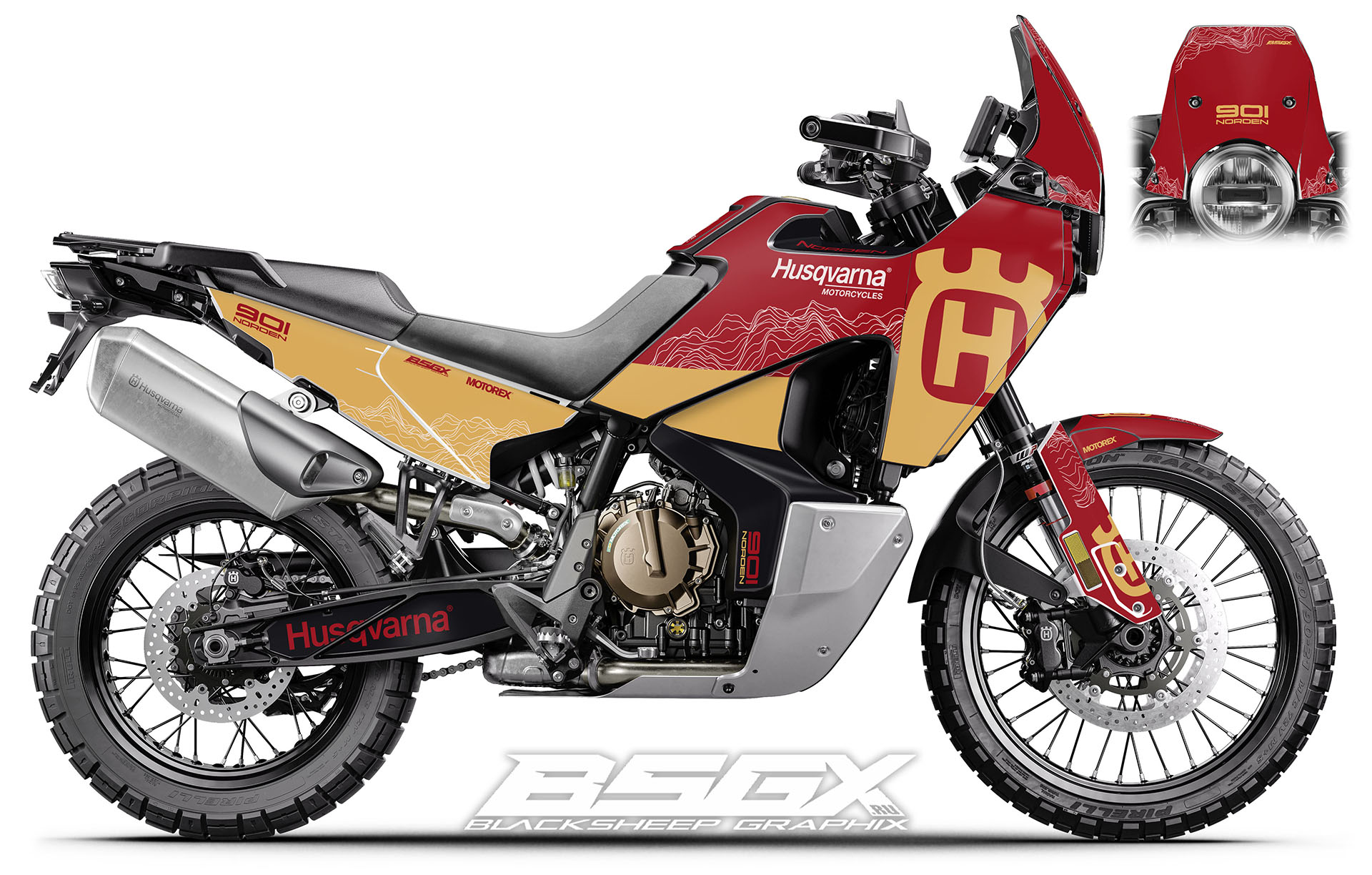 наклейки графика для мотоцикла husqvarna norden 901 красные