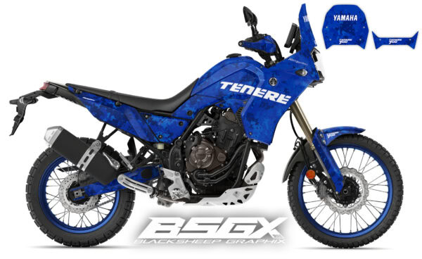 Yamaha Tenere 700 пиксельная камуфляжная графика наклейки синие