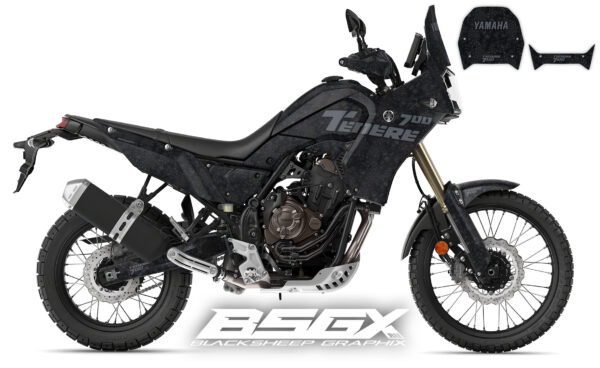 Yamaha Tenere 700 наклейки с текстурой змеи, графитовая кастом графика